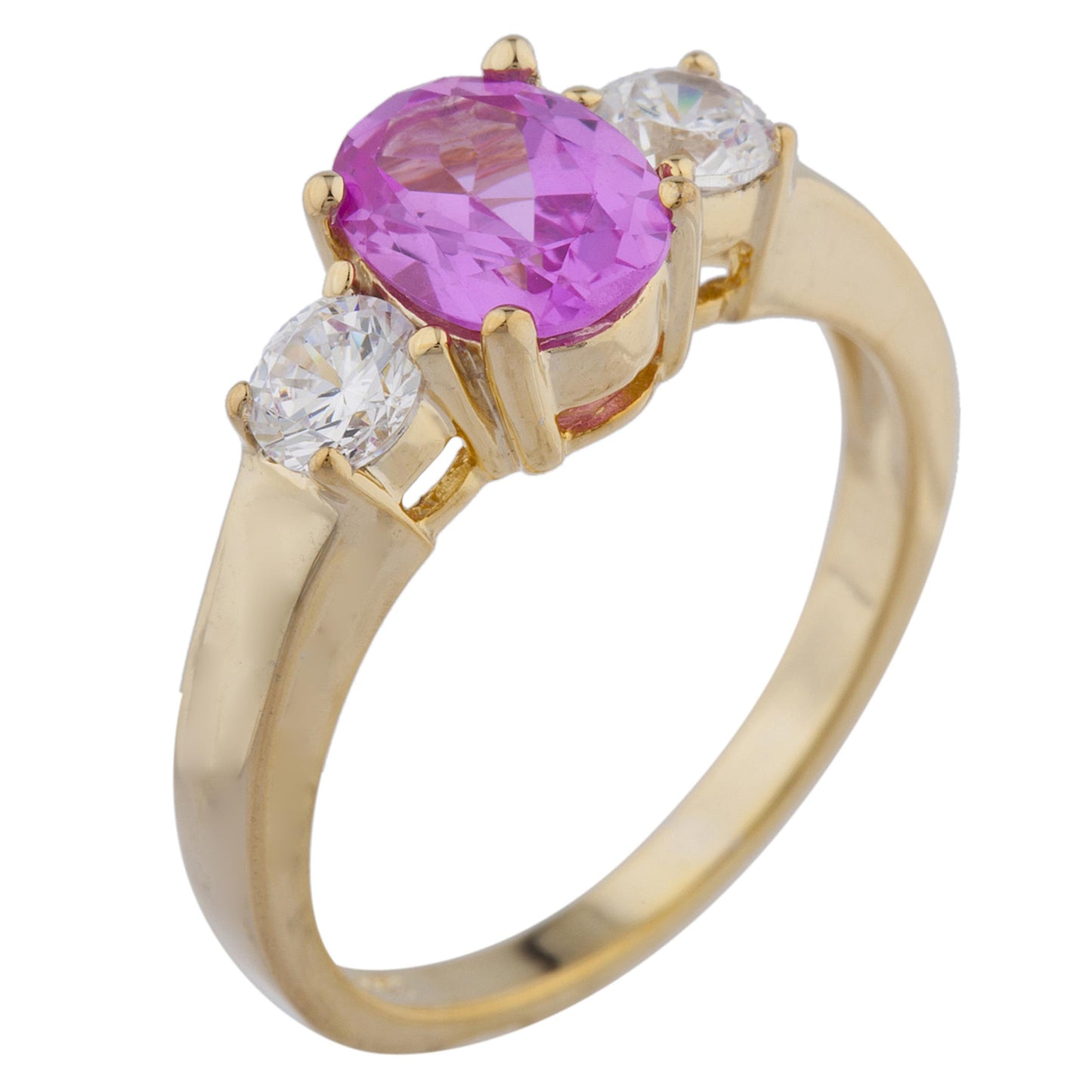 14Kt Gold 2 Ct Pink Sapphire & Zirconia Oval Ring