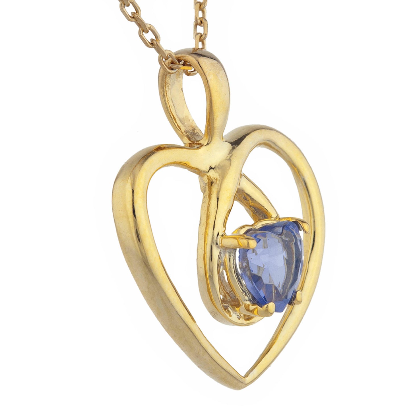 14Kt Gold Tanzanite Heart Design Pendant Necklace