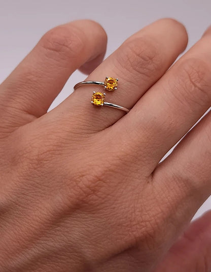 14Kt Gold 2 Stone Orange Citrine Ring