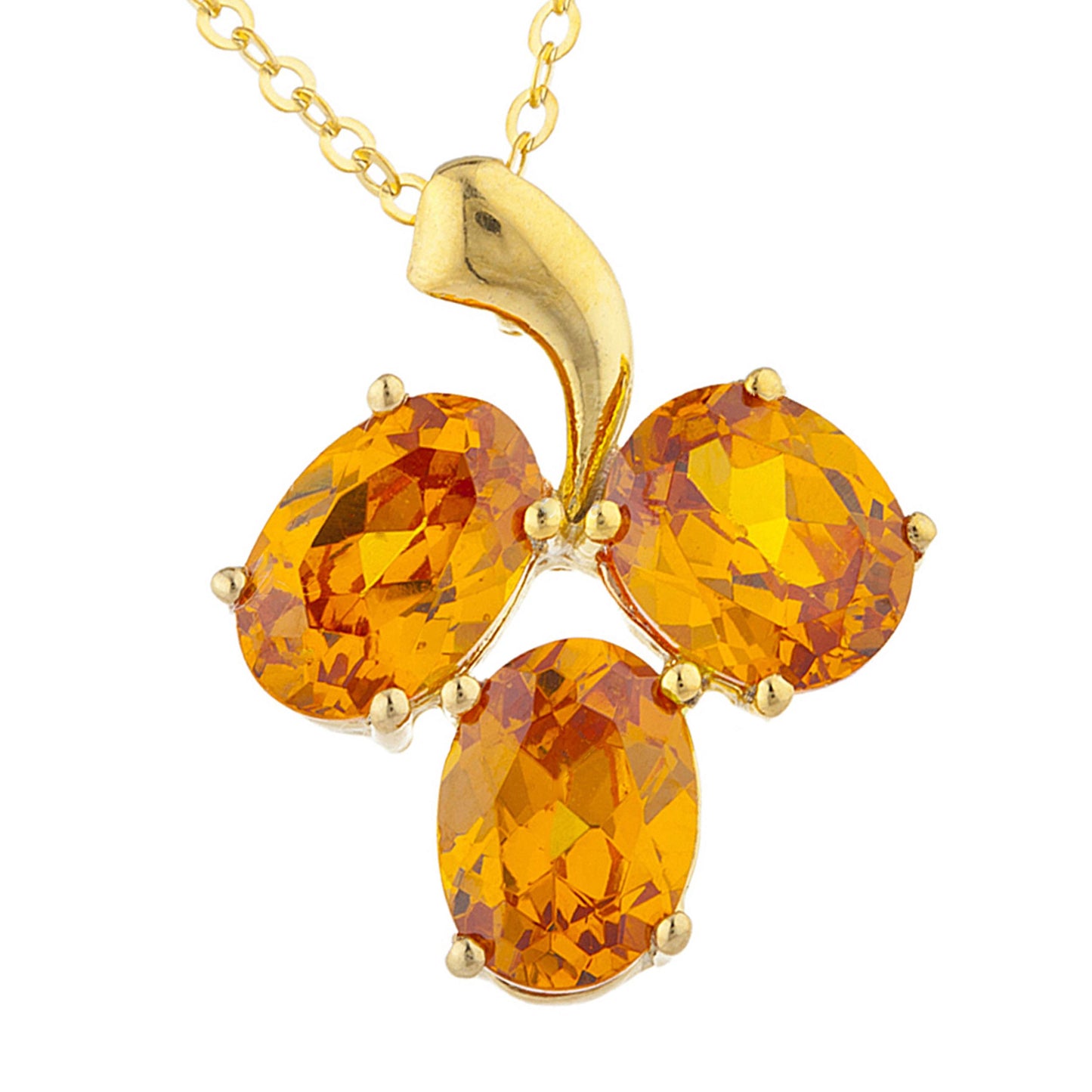 14Kt Yellow Gold Plated Orange Citrine Oval Design Pendant