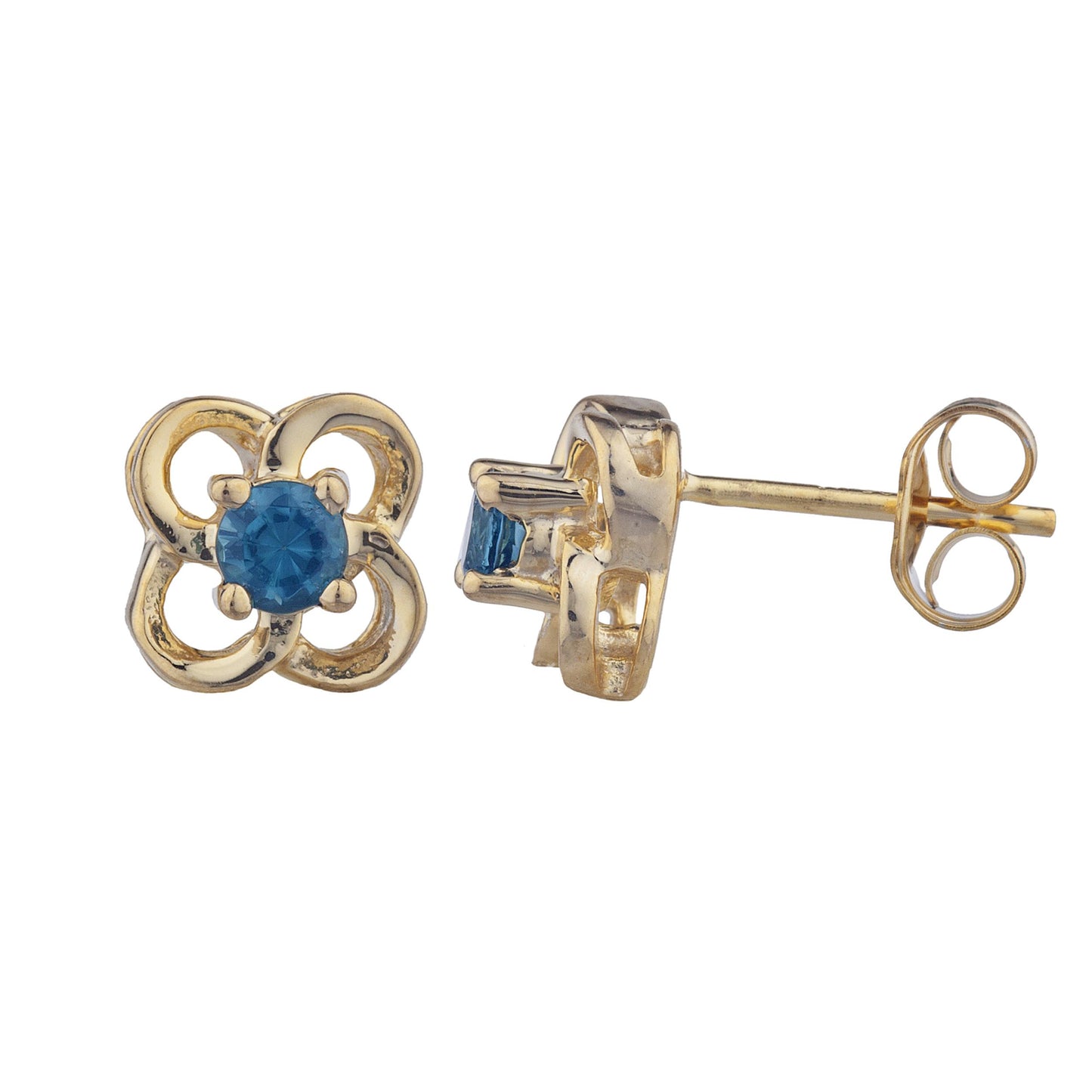 14Kt Gold London Blue Topaz Love Knot Stud Earrings