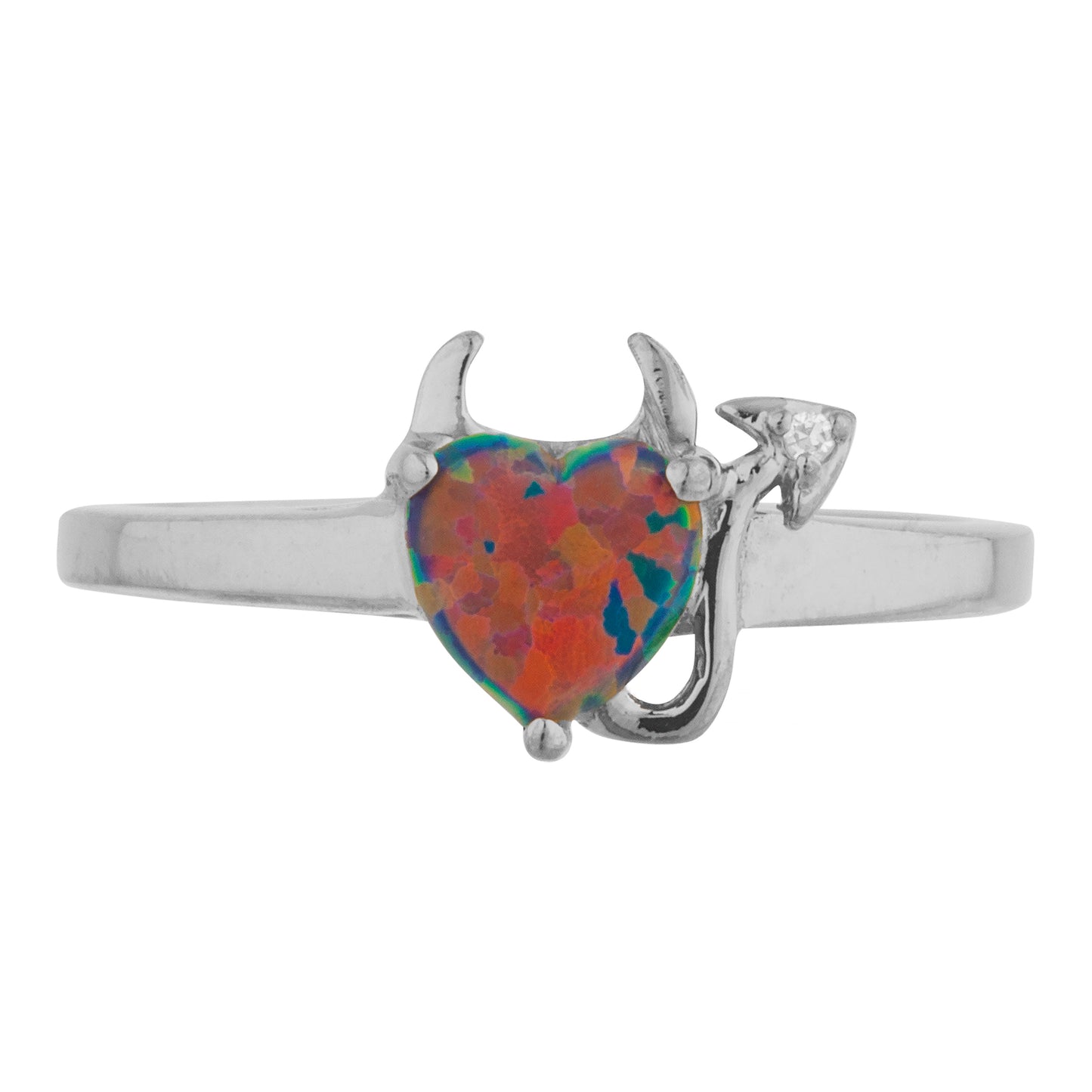 14Kt Gold Black Opal & Diamond Devil Heart Ring