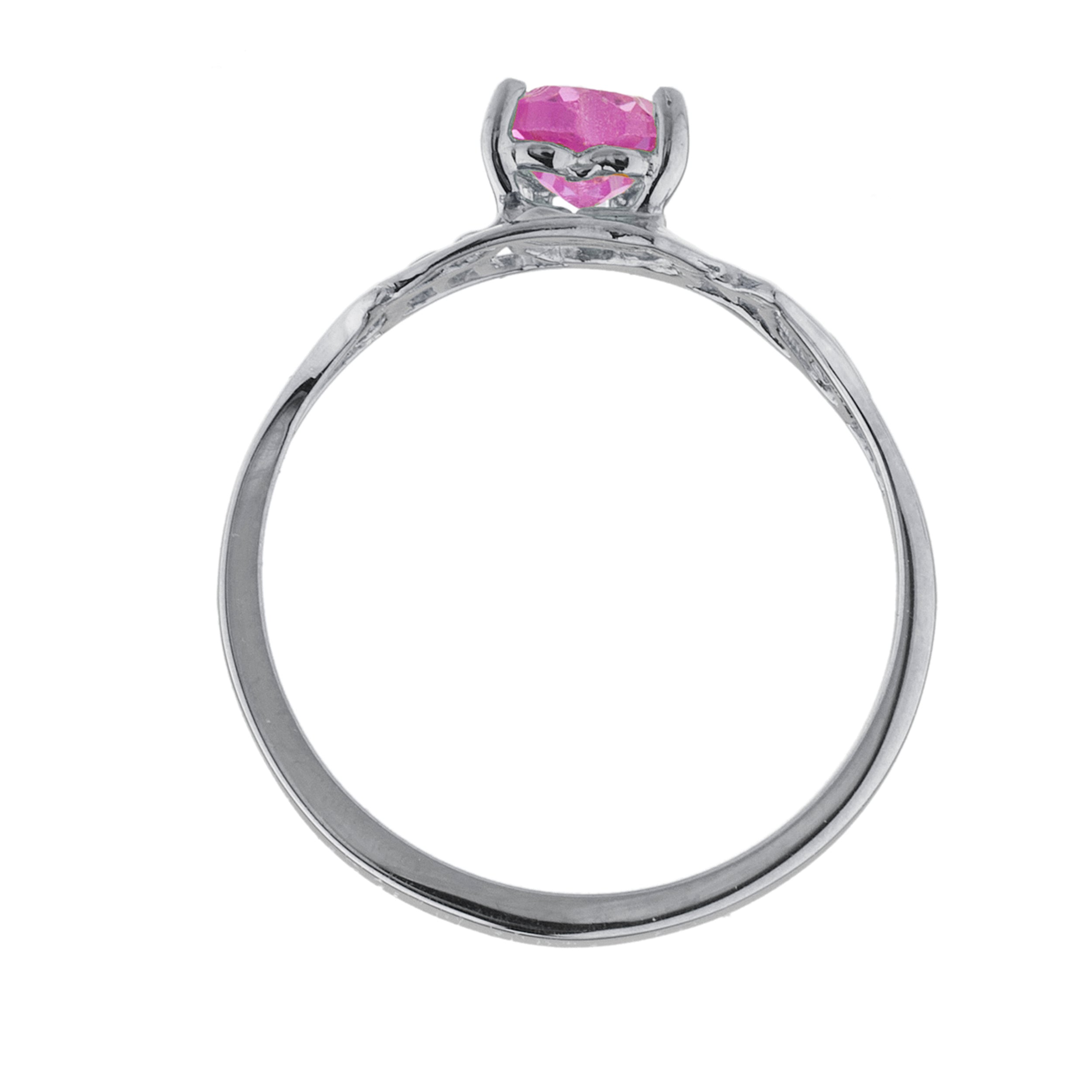 14Kt Gold Pink Sapphire & Diamond Heart Mom Ring