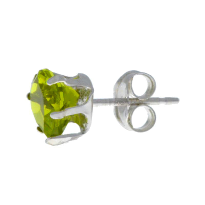 14Kt White Gold Peridot Heart Stud Earrings