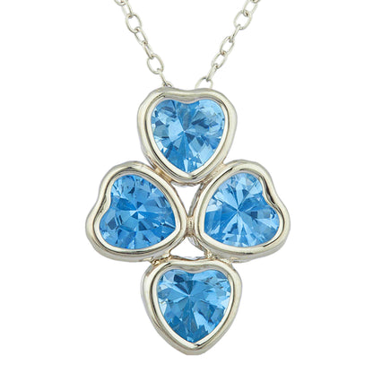 Swiss Blue Topaz Heart Bezel Pendant .925 Sterling Silver