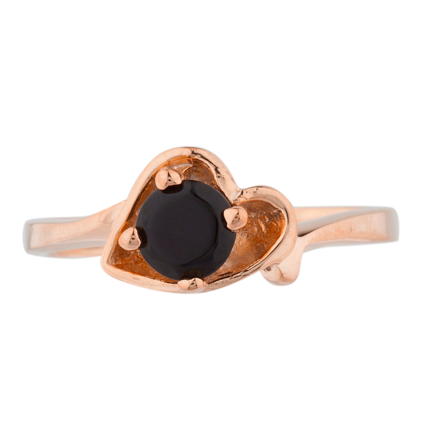 14Kt Gold Genuine Black Onyx Round Heart Ring