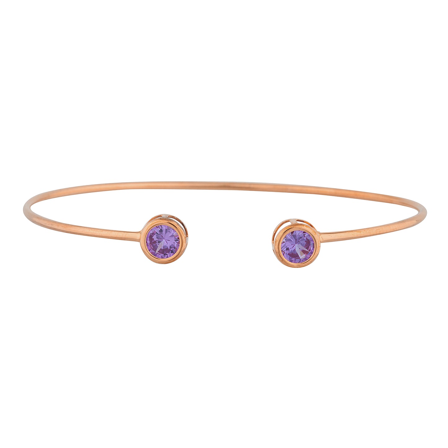 14Kt Gold Alexandrite Round Bezel Bangle Bracelet