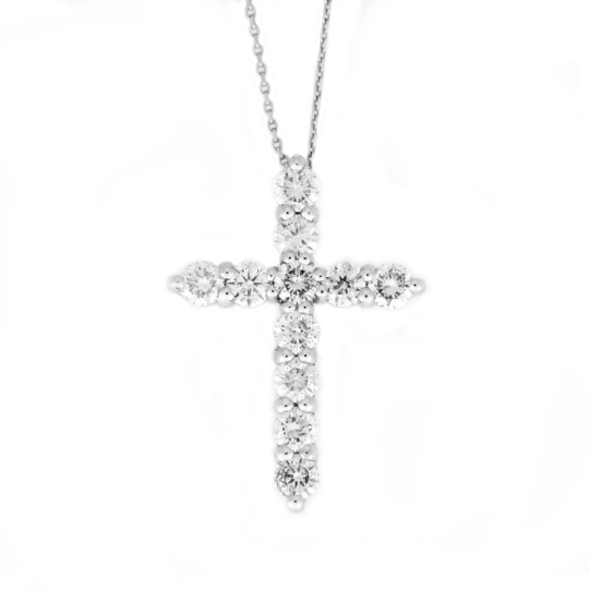 14Kt Gold 1 Ct Genuine Natural Diamond Cross Pendant Necklace