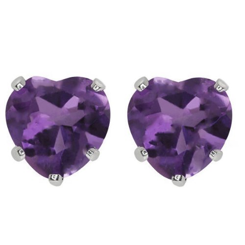 14Kt White Gold Alexandrite Heart Stud Earrings
