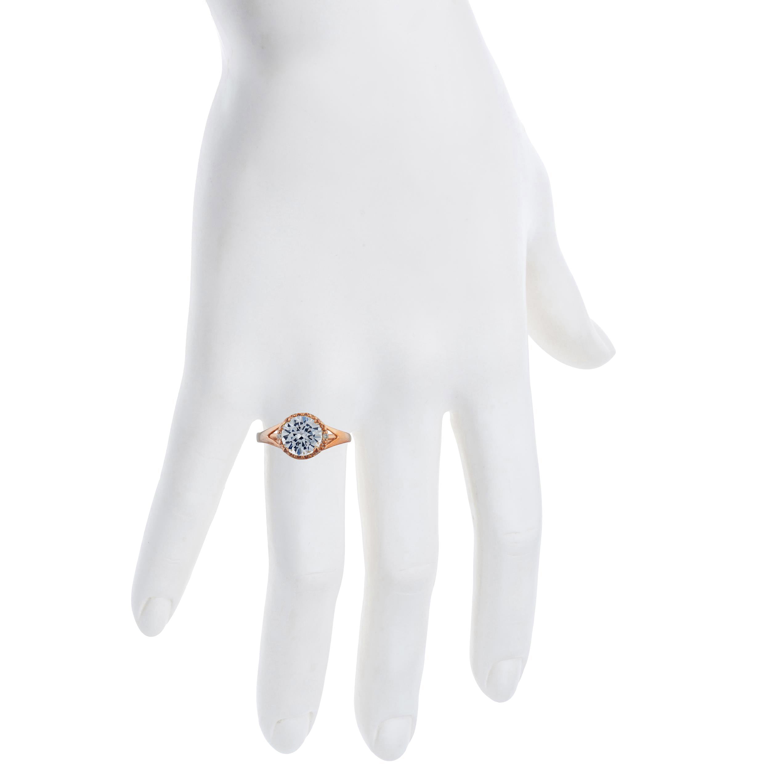 14Kt Gold 2 Ct White Sapphire & Diamond Halo Design Round Ring