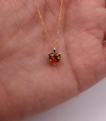 14Kt Gold Citrine Heart Pendant Necklace