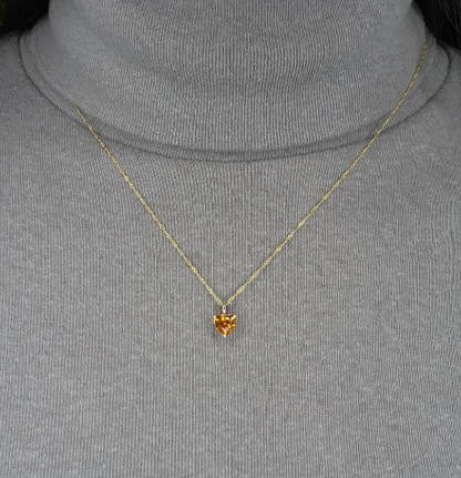 14Kt Gold Citrine Heart Pendant Necklace