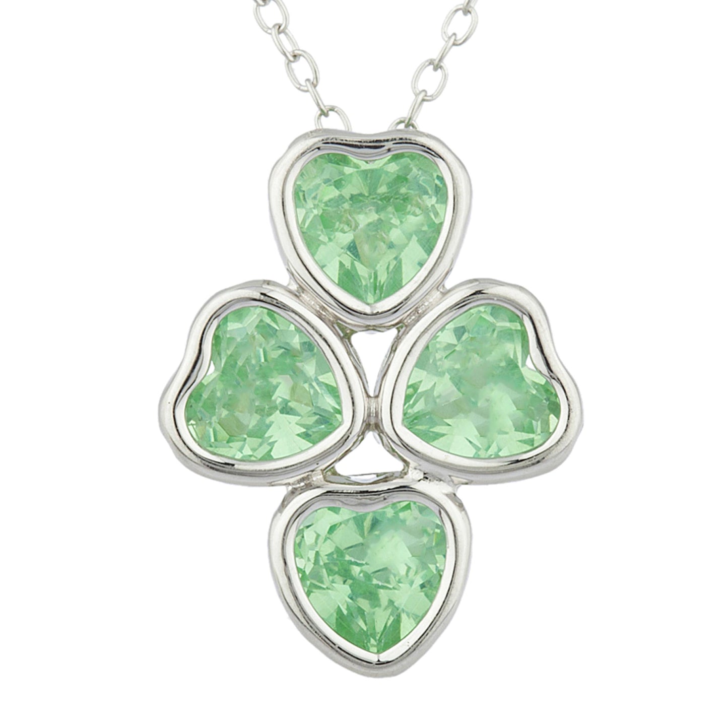 Green Sapphire Heart Bezel Pendant .925 Sterling Silver