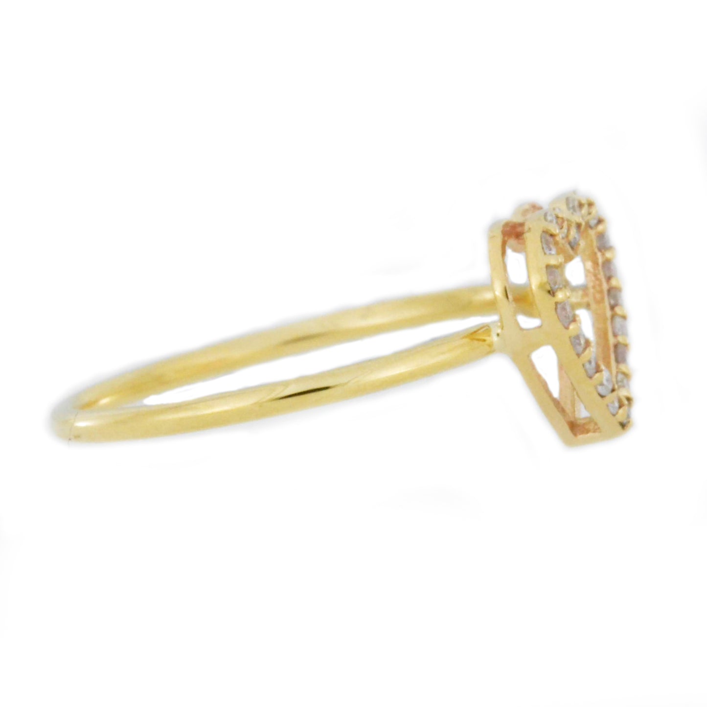 14Kt Gold Genuine Natural Diamond Open Heart Design Ring