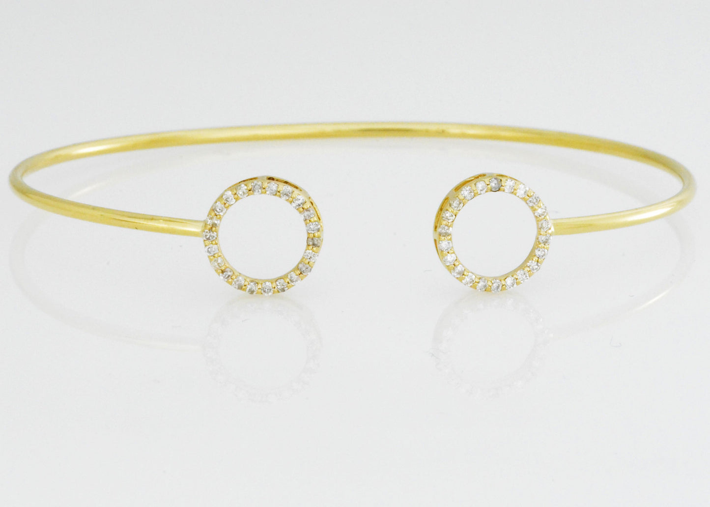 14Kt Gold Open Circle Diamond Bangle Bracelet