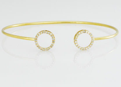 14Kt Gold Open Circle Diamond Bangle Bracelet