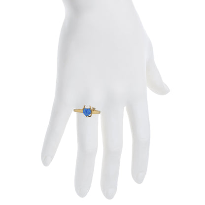 14Kt Gold Blue Opal & Diamond Devil Heart Ring