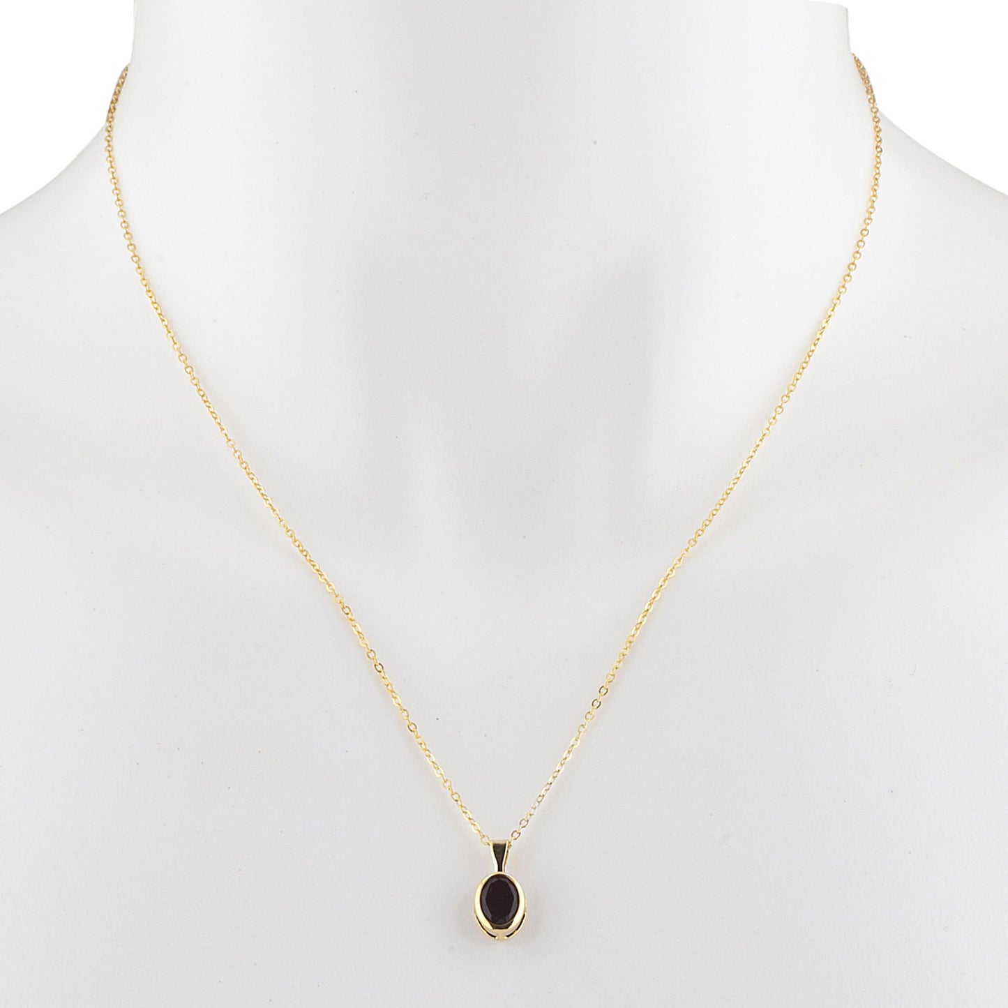 14Kt Gold Genuine Smoky Topaz Oval Bezel Pendant Necklace