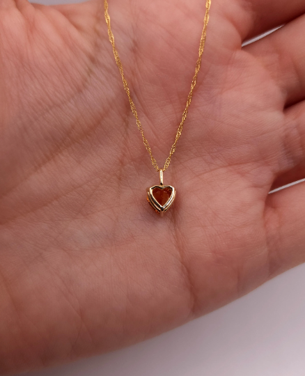 14Kt Gold Citrine Heart Pendant Necklace