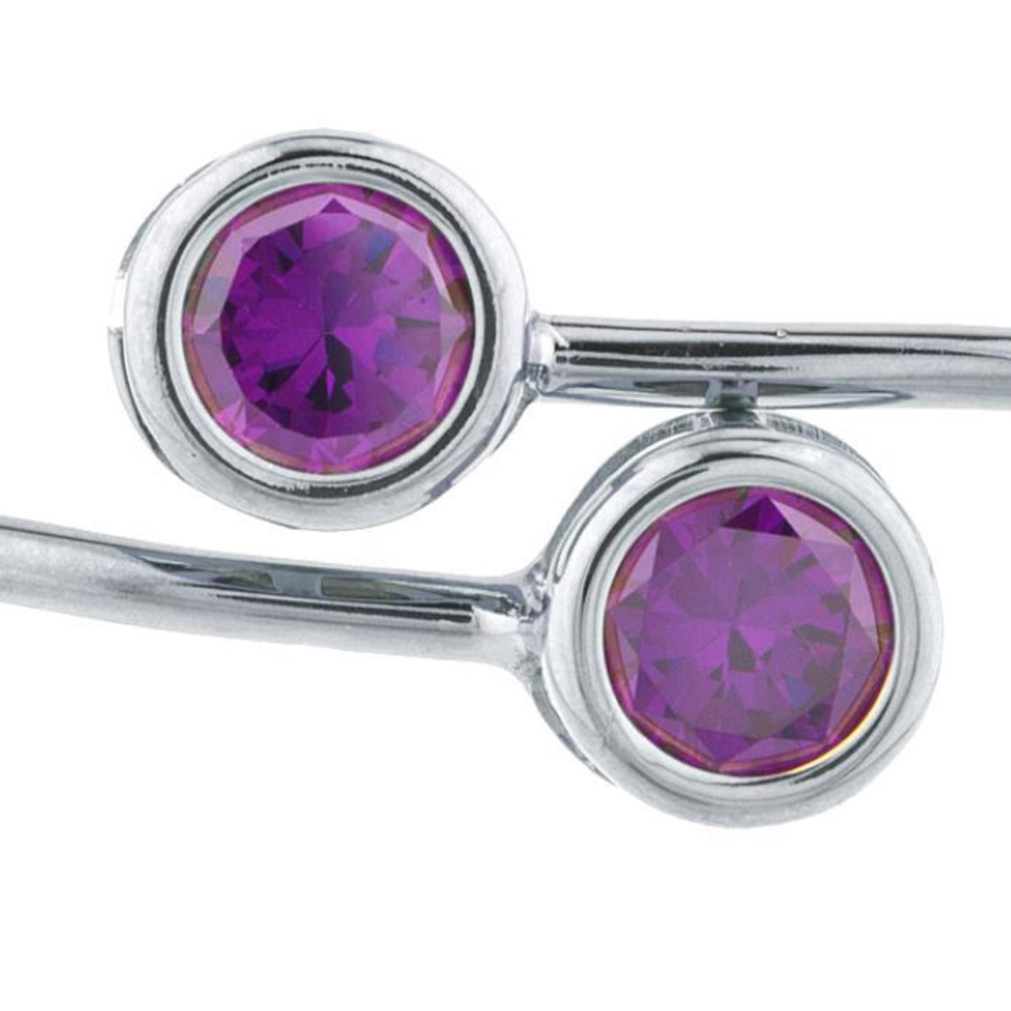 2 Ct Amethyst Round Bezel Bangle Bracelet .925 Sterling Silver