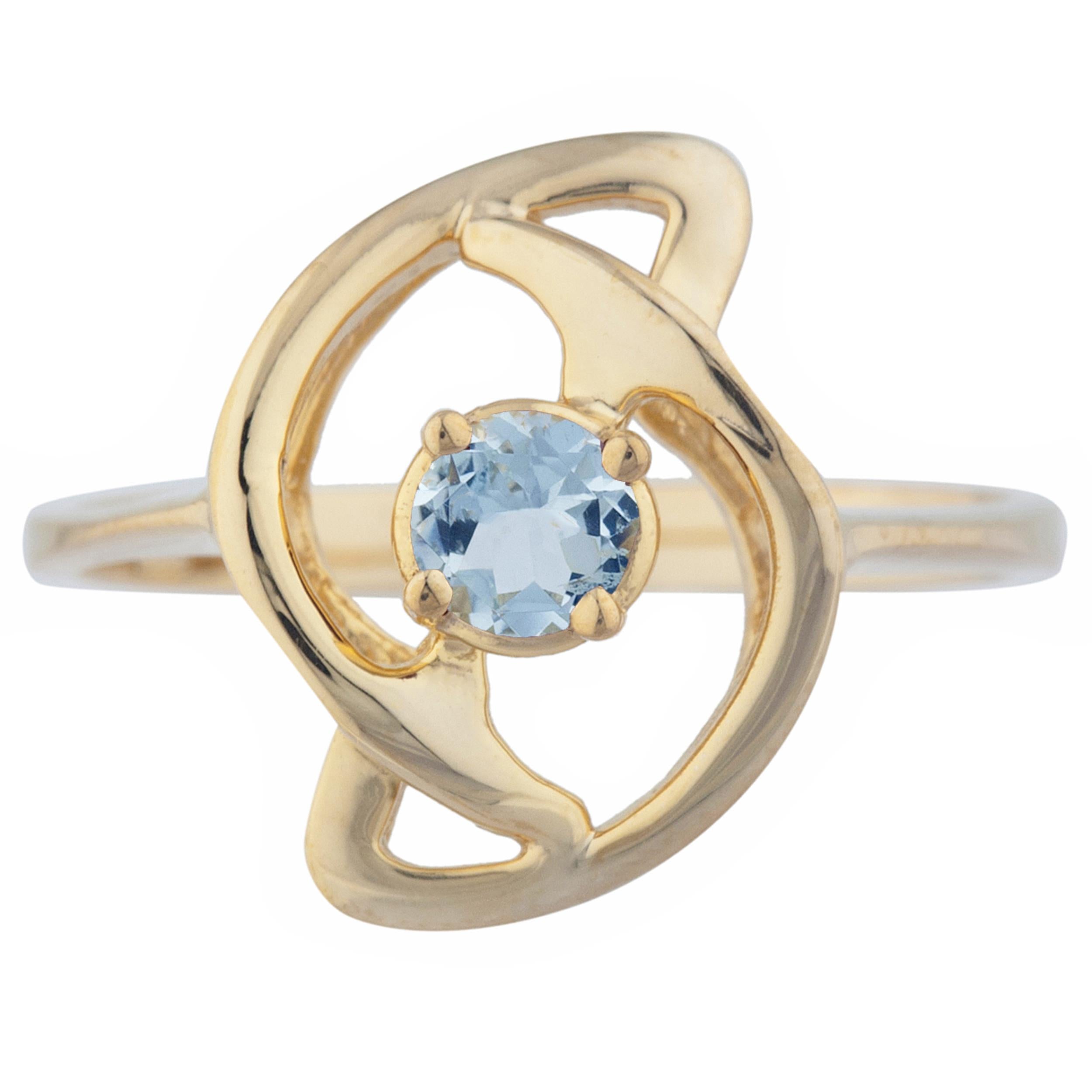14Kt Gold Genuine Aquamarine Infinity Design Ring