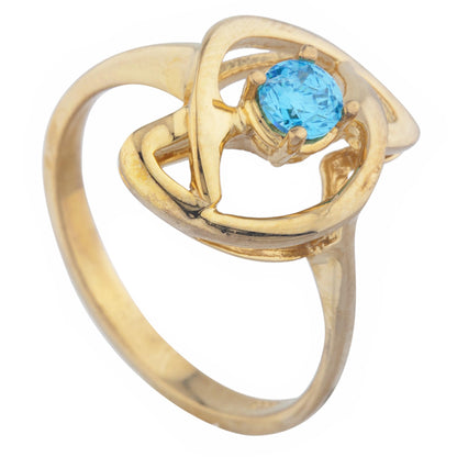 14Kt Gold Swiss Blue Topaz Infinity Design Ring