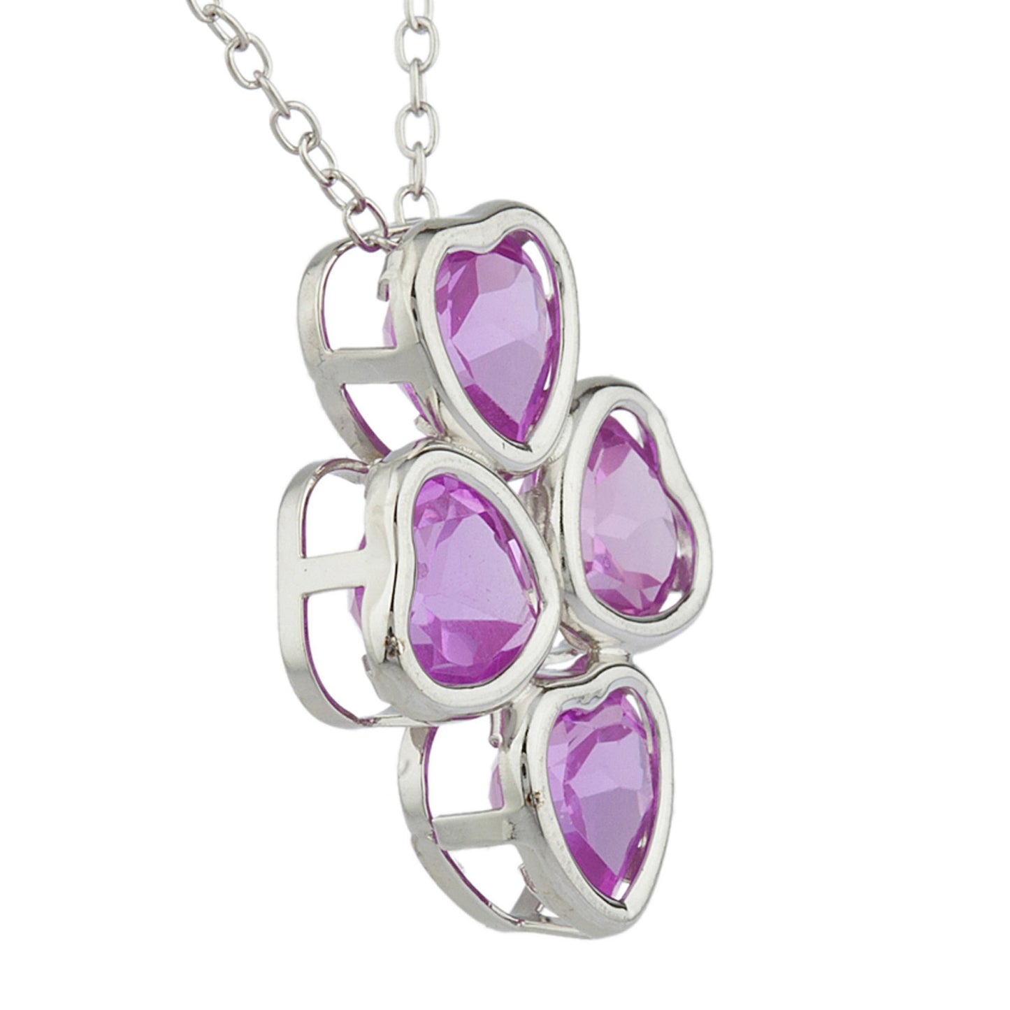 Pink Sapphire Heart Bezel Pendant .925 Sterling Silver