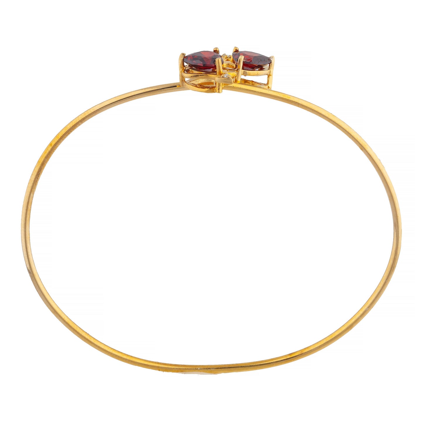 Garnet & Diamond Devil Heart Bangle Bracelet 14Kt Yellow Gold Rose Gold Silver