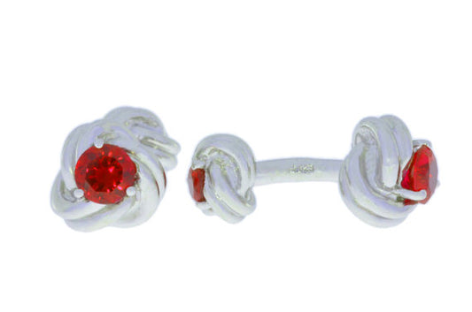 2.5 Ct Garnet Knot Cufflinks Rhodium Plated