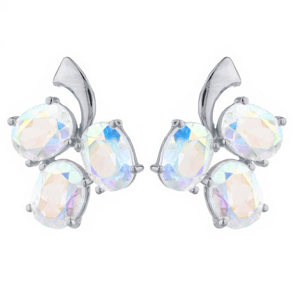 9 Ct Natural Mercury Mist Mystic Topaz Oval Design Stud Earrings .925 Sterling Silver