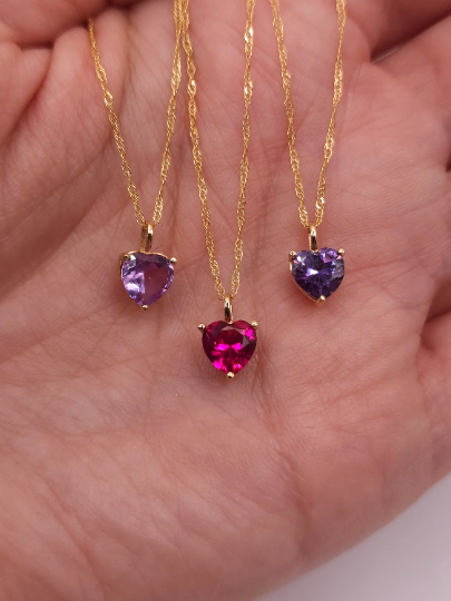 14Kt Gold Ruby Heart Pendant Necklace