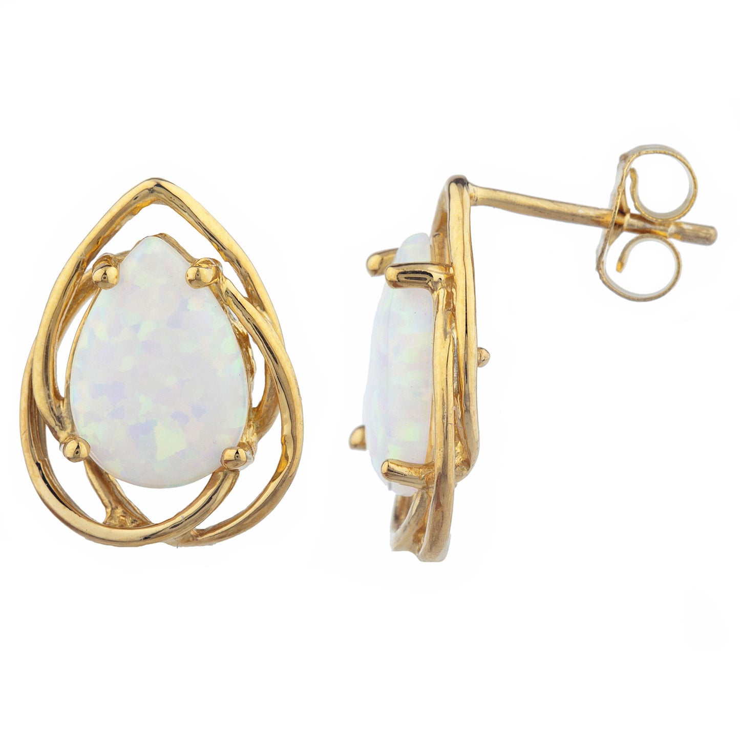 14Kt Gold Opal Pear Teardrop Design Stud Earrings