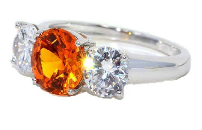 4 Ct Citrine & Zirconia Round Ring .925 Sterling Silver Rhodium Finish