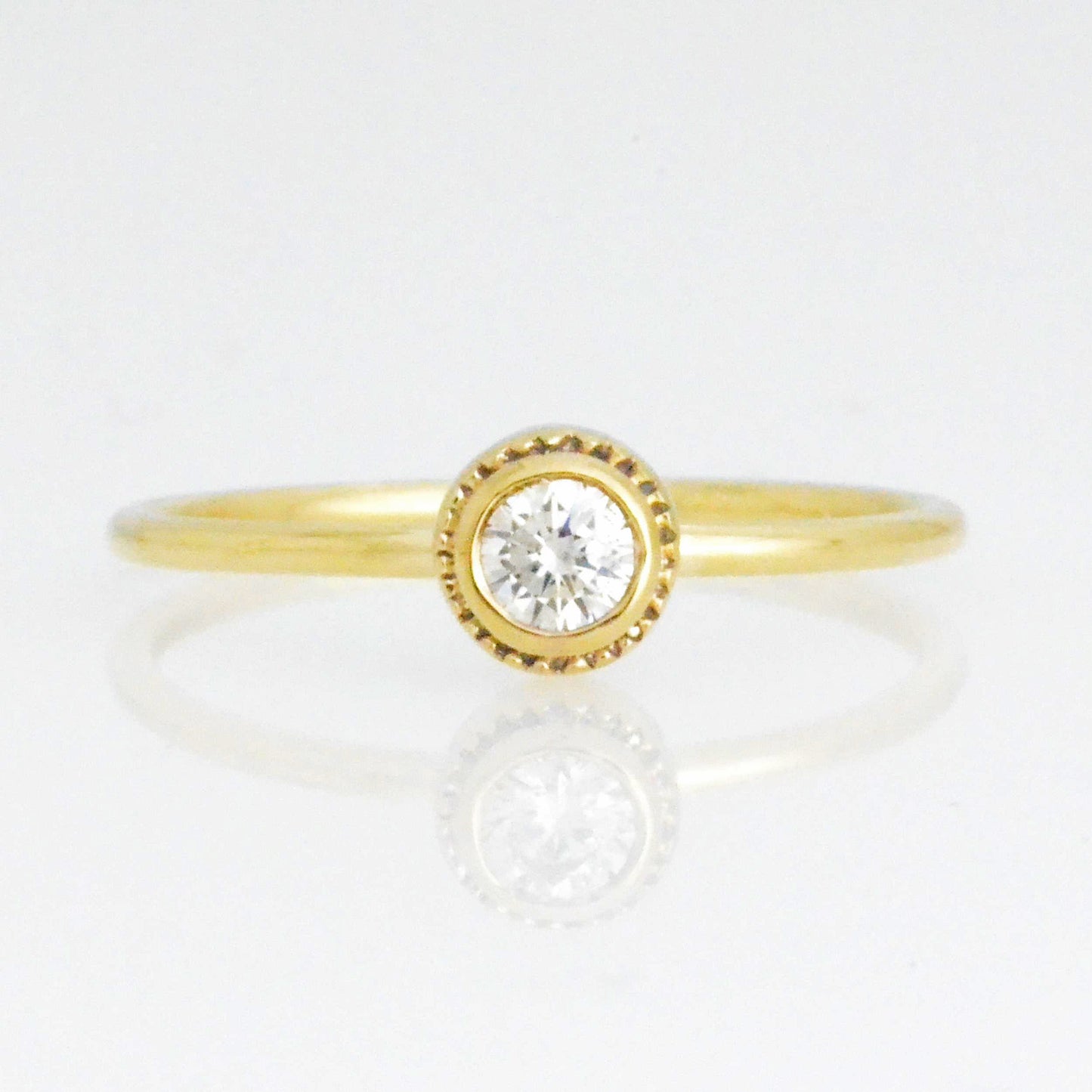 14Kt Gold 0.15 Ct Genuine Natural Diamond Bezel Ring