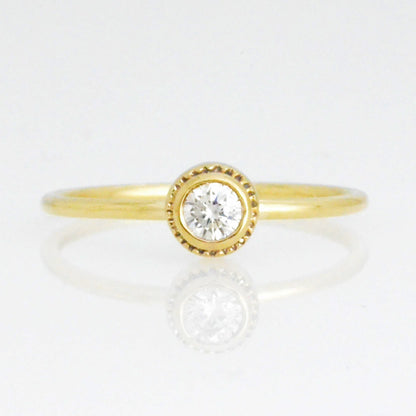 14Kt Gold 0.15 Ct Genuine Natural Diamond Bezel Ring