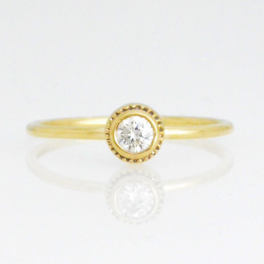 14Kt Gold 0.15 Ct Genuine Natural Diamond Bezel Ring