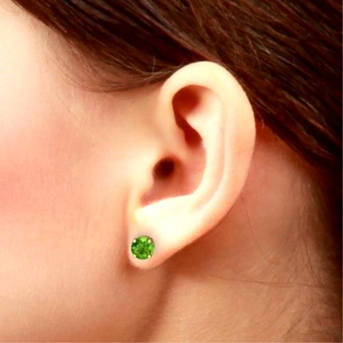2 Ct Peridot Round Stud Earrings 14Kt Yellow Gold