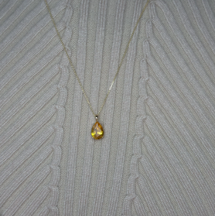 14Kt Gold Yellow Citrine Teardrop Pendant