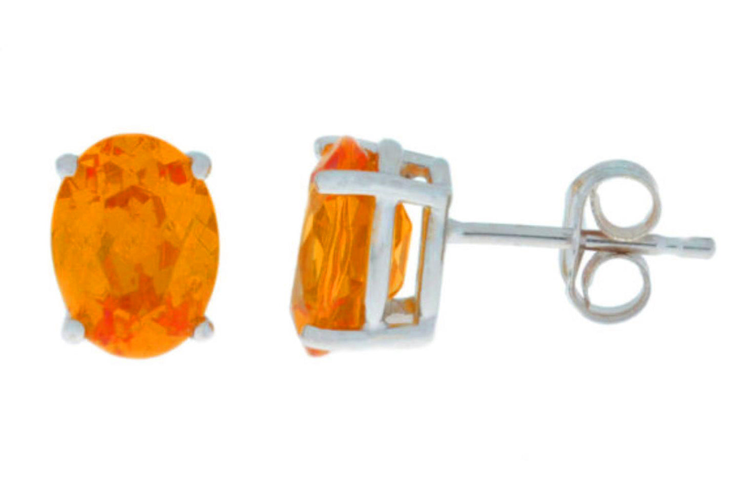 3 Ct Citrine Oval Stud Earrings .925 Sterling Silver