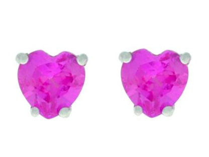 2 Ct Pink Sapphire Heart Stud Earrings 14Kt White Gold