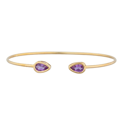 14Kt Gold Alexandrite Pear Bezel Bangle Bracelet