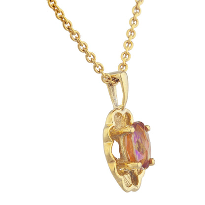 14Kt Yellow Gold Plated Natural Ecstasy Mystic Topaz Oval Design Pendant