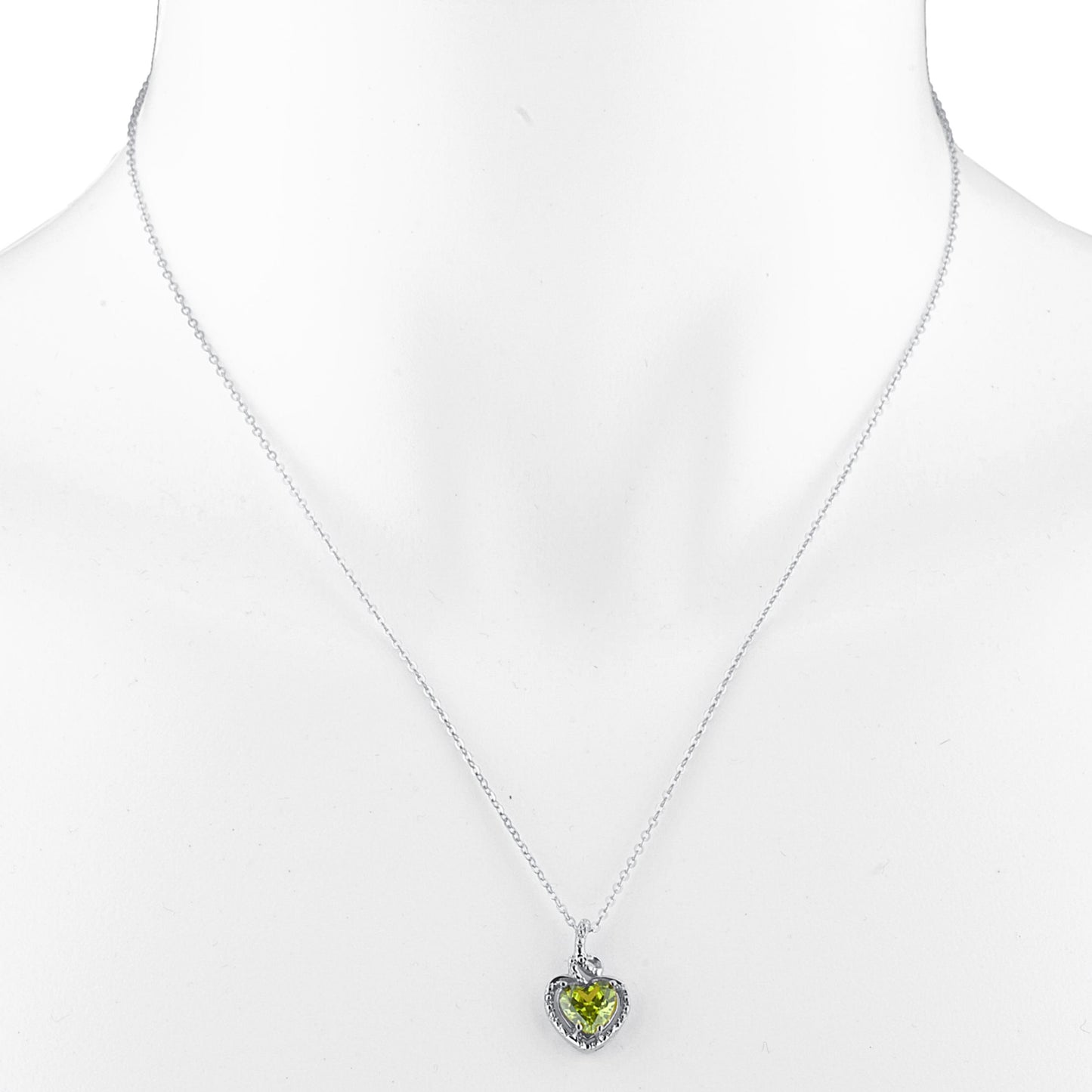 14Kt Gold Peridot Heart Design Pendant Necklace