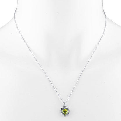 14Kt Gold Peridot Heart Design Pendant Necklace