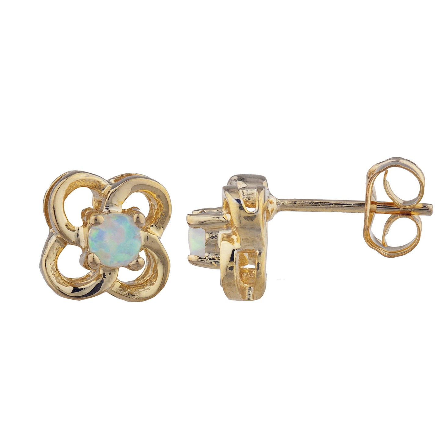 14Kt Gold Opal Love Knot Stud Earrings