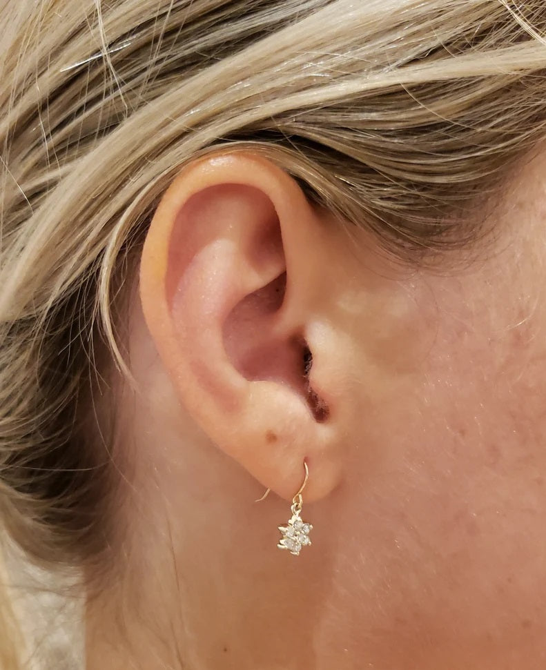 14Kt Cluster Star Diamond Earrings