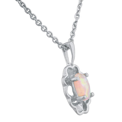 Pink Opal Oval Design Pendant .925 Sterling Silver