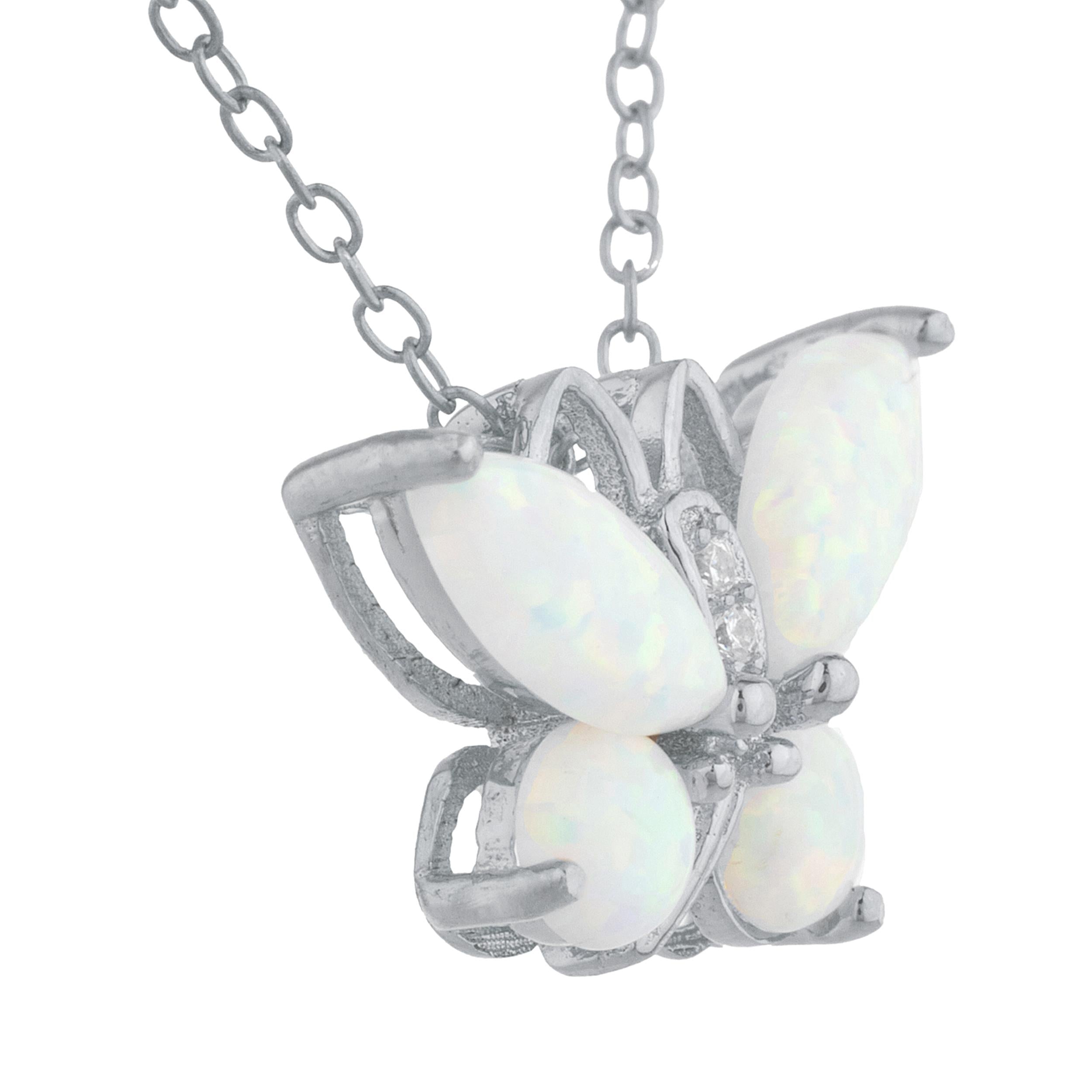 Opal Butterfly Pendant .925 Sterling Silver