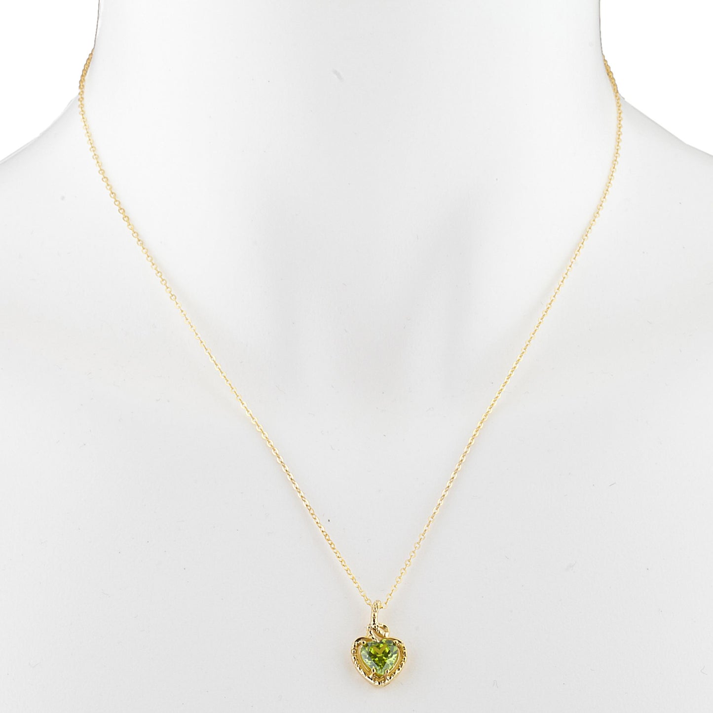 14Kt Yellow Gold Plated Peridot Heart Design Pendant