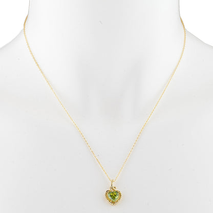 14Kt Yellow Gold Plated Peridot Heart Design Pendant